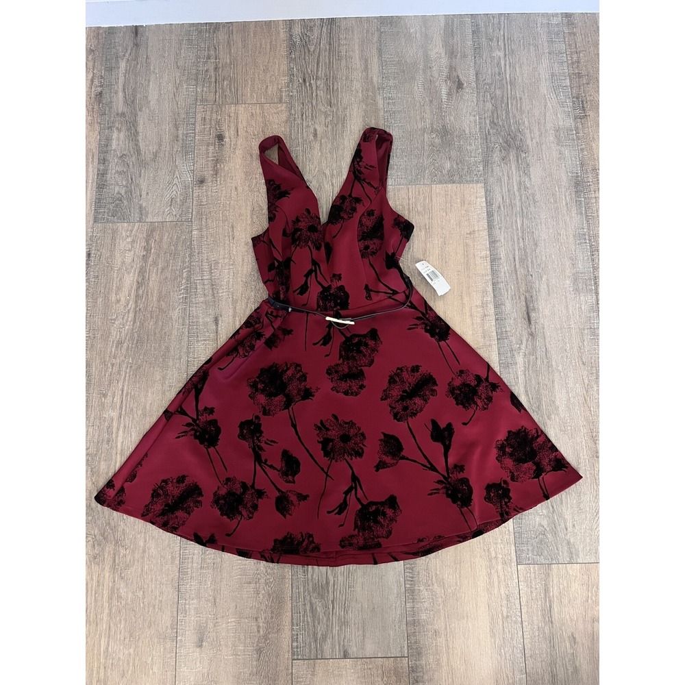 Teeze Me Juniors' Red Floral Fit & Flare Dress – Size 5, Sleeveless Party Style